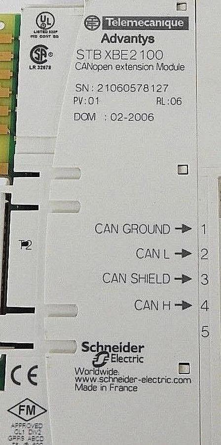 Used SCHNEIDER ELECTRIC TELEMECANIQUE STBXBE2100 ADVANTYS CANOPEN EXTENSION MODULE