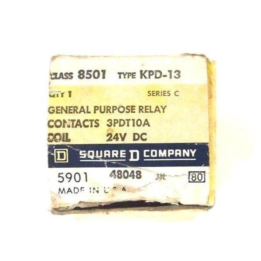 Used NIB SQUARE D 8501-KPD-13 SER. C GENERAL PURPOSE RELAY COIL: 24V CONTACTS 3PDT10A