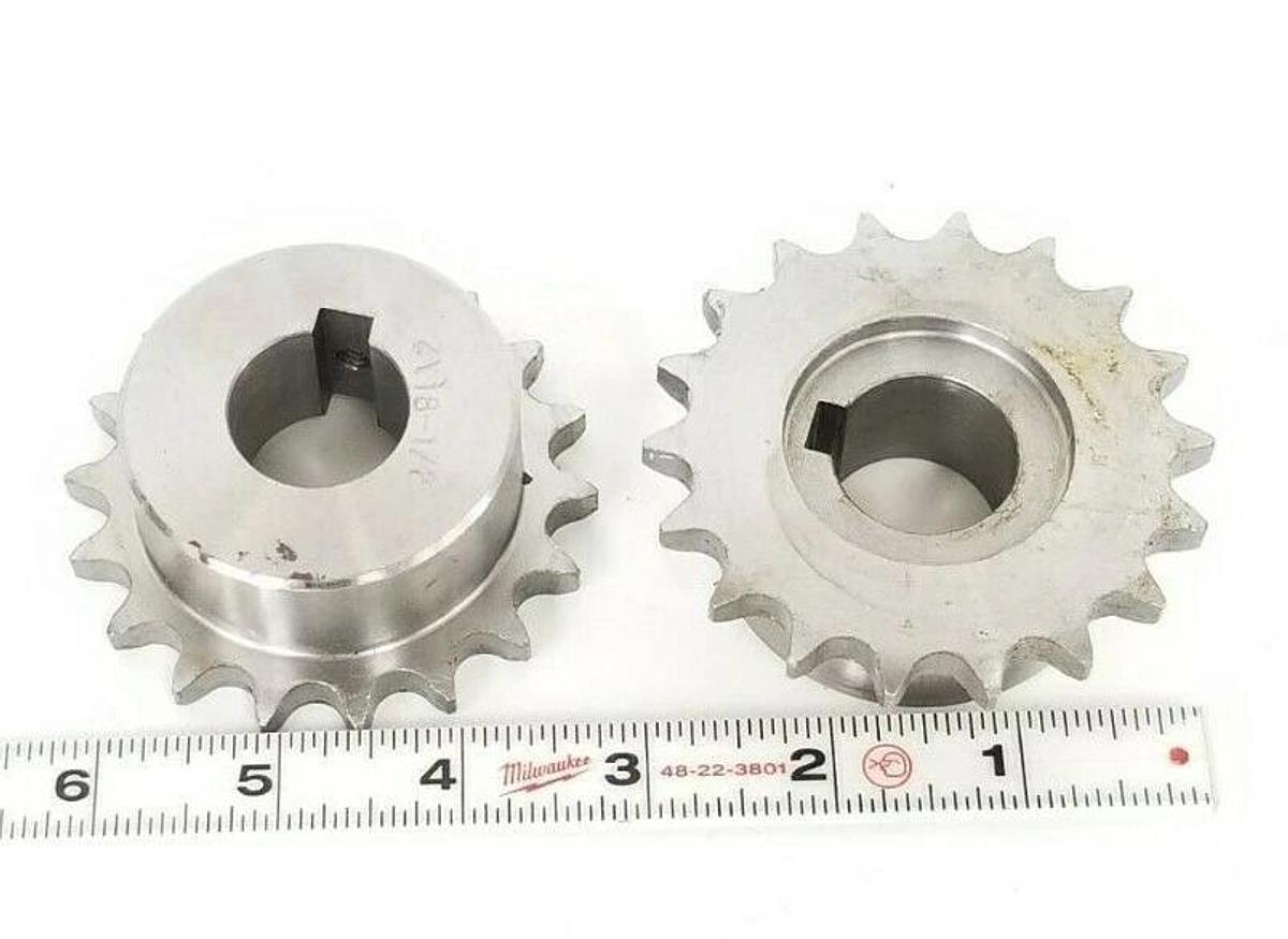 Used LOT OF 2 AVE INDUSTRIES Z18-1/2 SPROCKETS 18-TOOTH 1'' IN. KEYED BORE Z1812