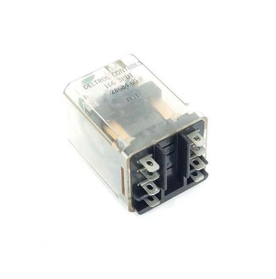 Used DELTROL CONTROLS 166-3PDT RELAY 28684-60, A-32334-2, 240VAC COIL, 10A, 1663PDT