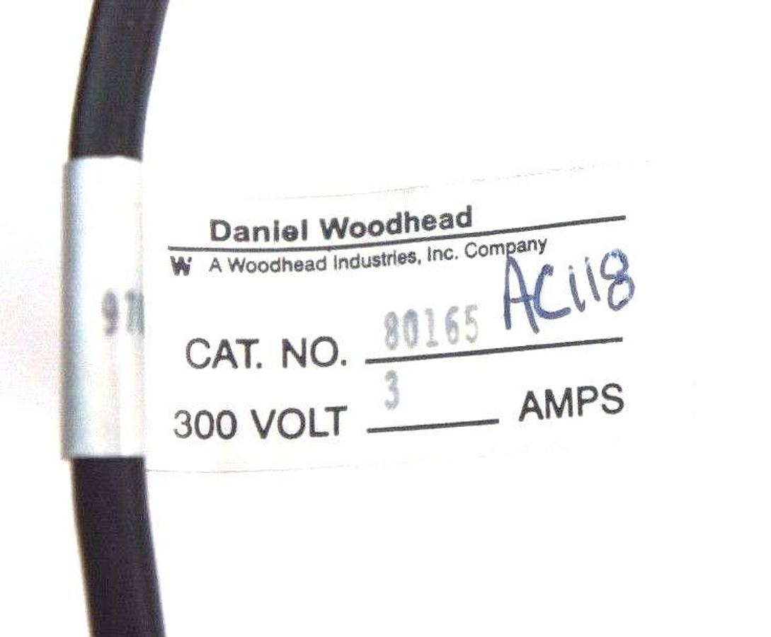 Used NEW DANIEL WOODHEAD 80165 300VOLT, 3AMPS CORDSET 970330A 80165AC118