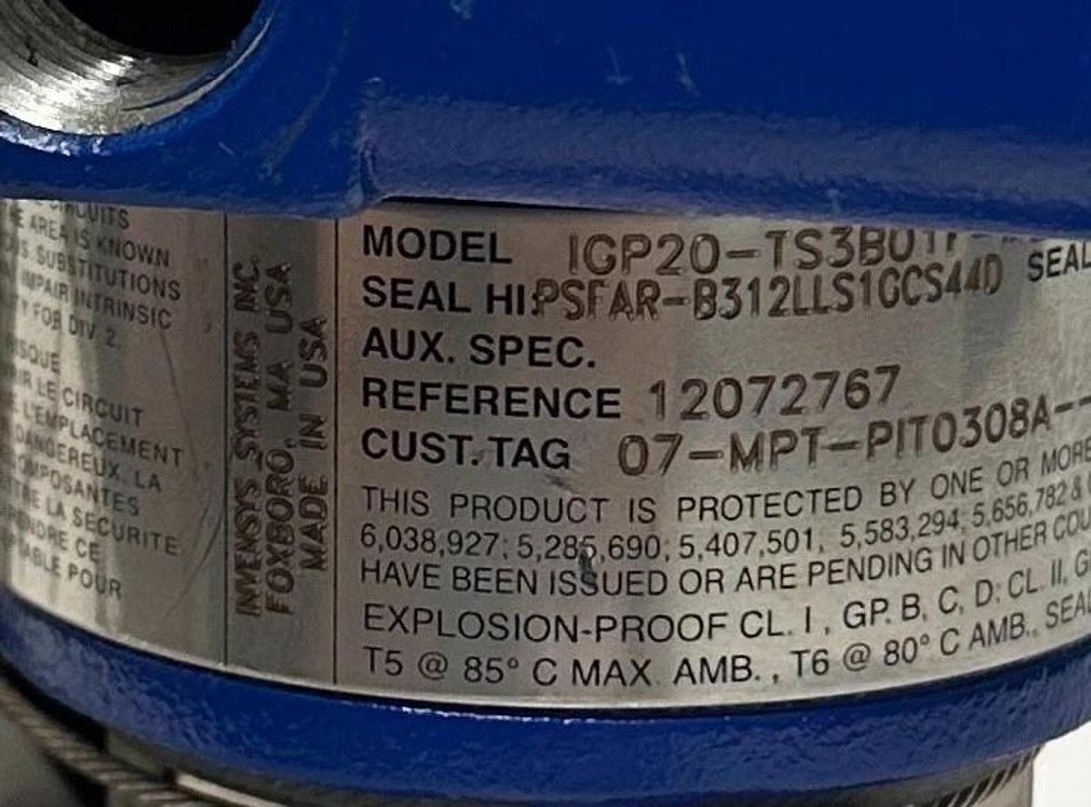 Used FOXBORO IGP20-TS3B01F-M2L1B1K1G1T / FW2.9B.7691 PRESSURE TRANSMITTER ASSY USNP