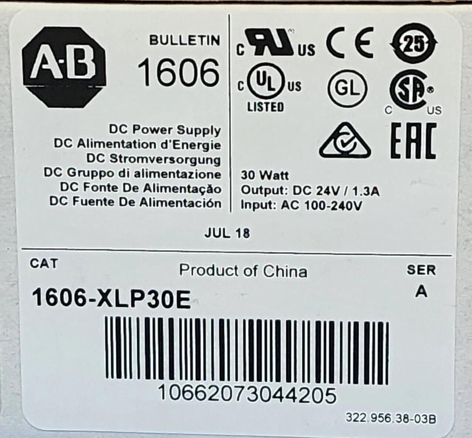 Used NIB ALLEN BRADLEY 1606-XLP30E DC POWER SUPPLY 1606XLP30E SER. A