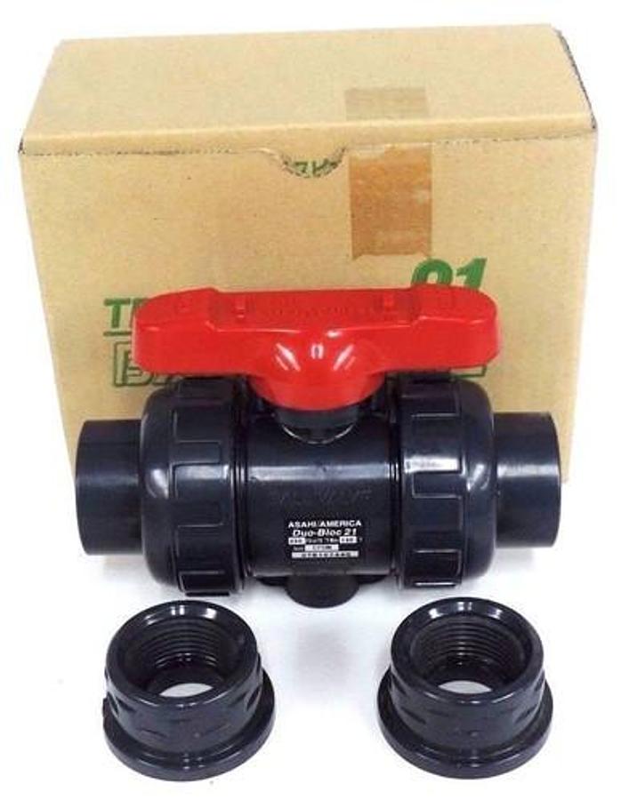 Used NIB ASAHI 1609010 BALL VALVE 1" PVC EPDM DUO BLOC 21 1609-010