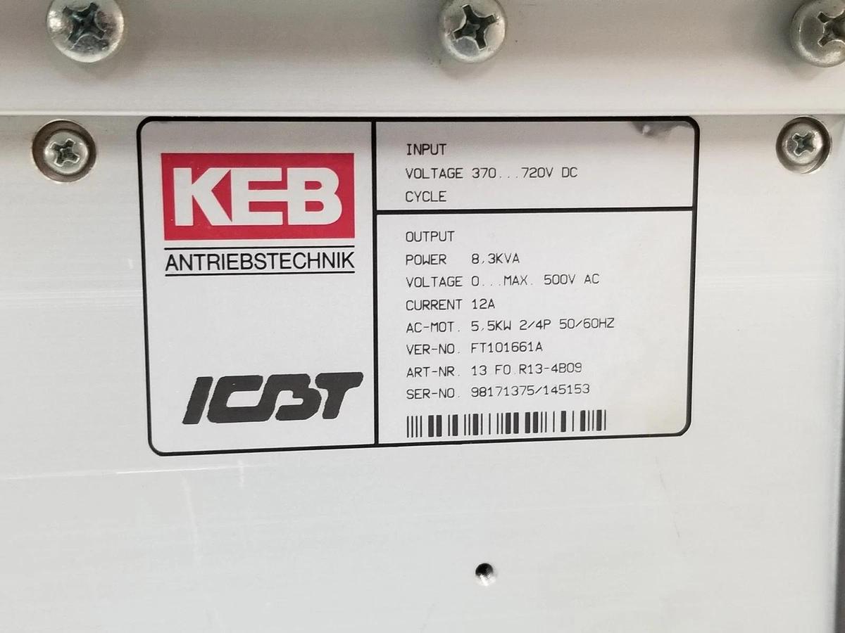 Used KEB COMBIVERT FT101661A FREQUENCY INVERTER 13.F0.R13-4B09 8.3KVA, 12A, 5.5KW