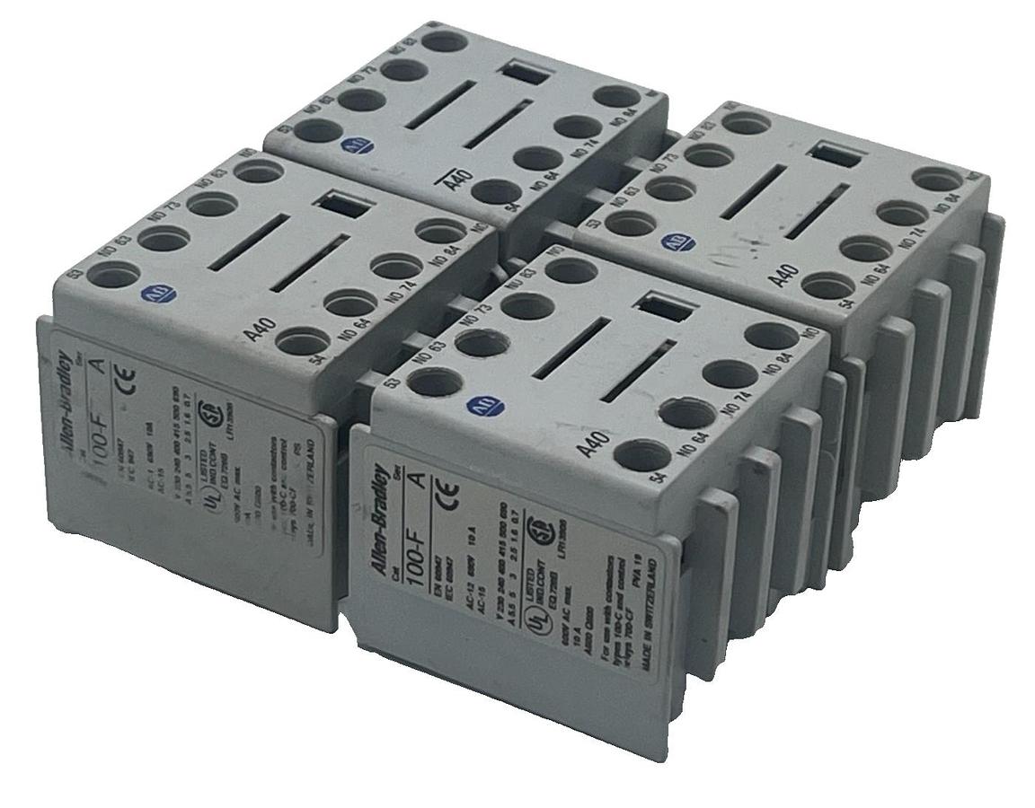 Used LOT OF 4 Allen Bradley 100-FA40 SER A Auxiliary Contact Block 100-F 10A 600V