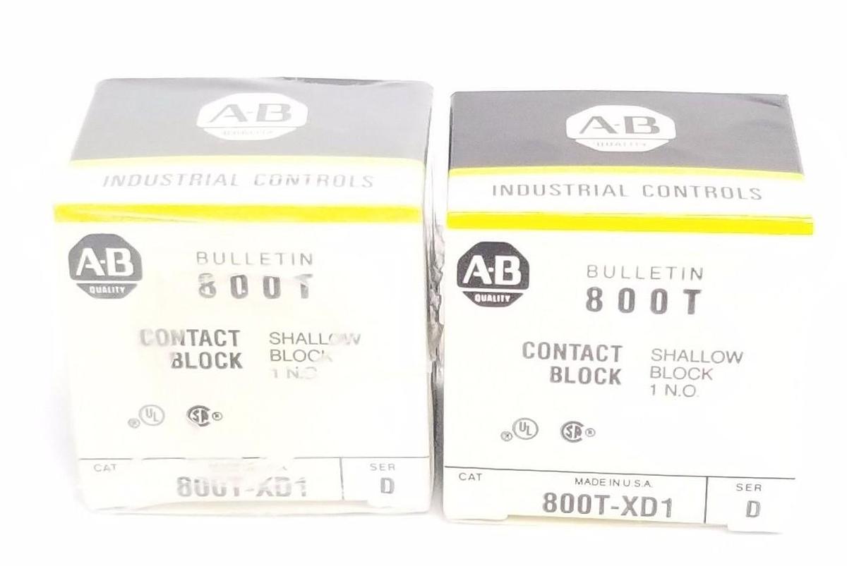 Used LOT OF 2 NIB ALLEN BRADLEY 800T-XD1 CONTACT BLOCKS 800TXD1, SER. D