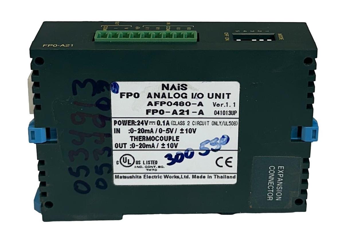 Used MATSUSHITA ELECTRIC FP0-A21-A / AFP0480-A NAiS FP0 ANALOG I/O UNIT 24V USNP