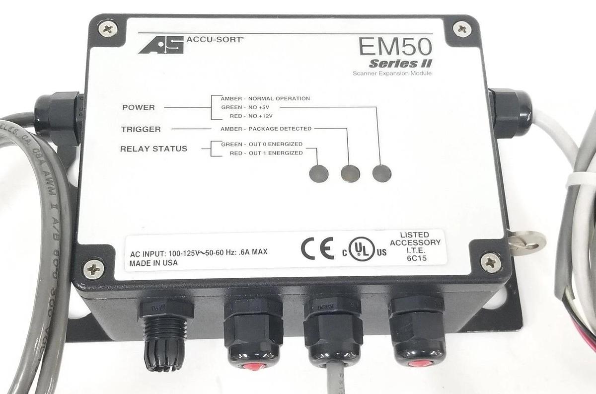 Used ACCU-SORT EM-50 SCANNER MODULE SER. II W/ 10B00-05-EM BARCODE SCANNER