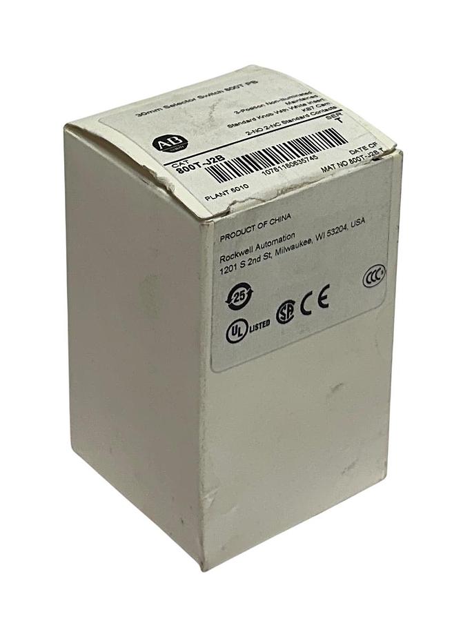 Used ALLEN BRADLEY 800T-J2B /T BULLETIN 800T 30mm SELECTOR SWITCH 3-POS 2NO/2NC NSMP