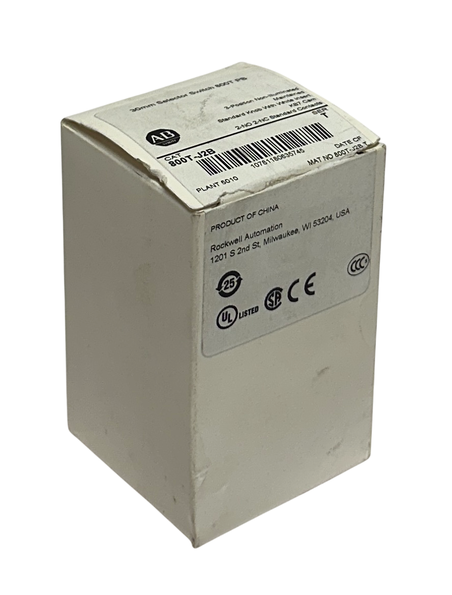 Used ALLEN BRADLEY 800T-J2B /T BULLETIN 800T 30mm SELECTOR SWITCH 3-POS 2NO/2NC NSMP