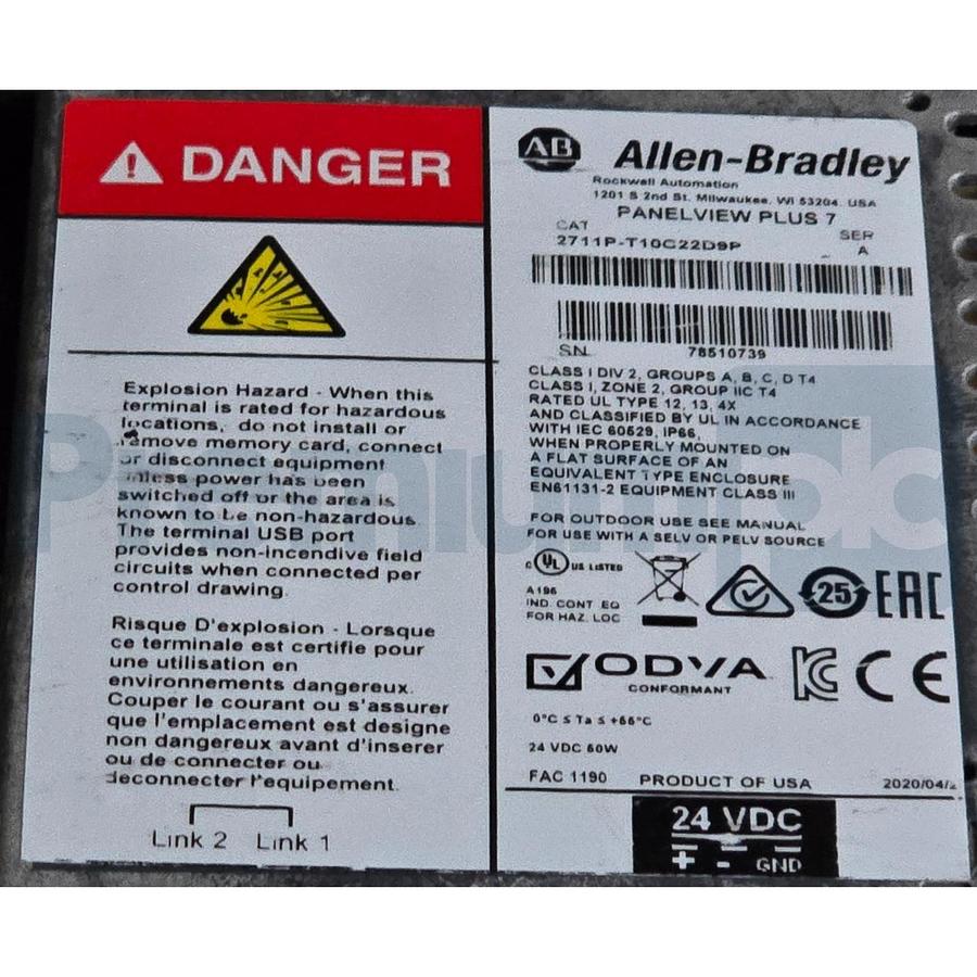 ALLEN BRADLEY 2711P-T10C22D9P /A PanelView Plus 7 GRAPHIC TERMINAL 10.4" NSNP 885630844626