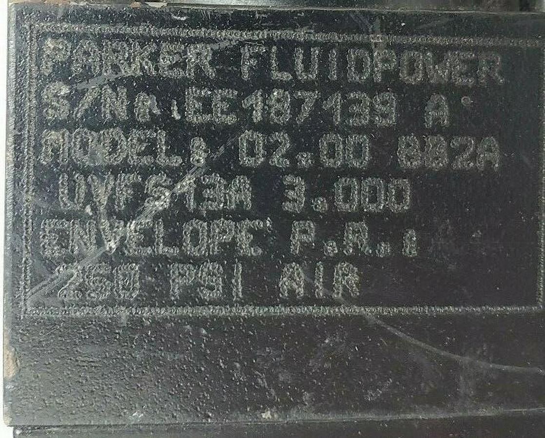 Used PARKER SERIES 2A 02.00 BB2AUVFS13A 3.000 PNEUMATIC CYLINDER 250PSI