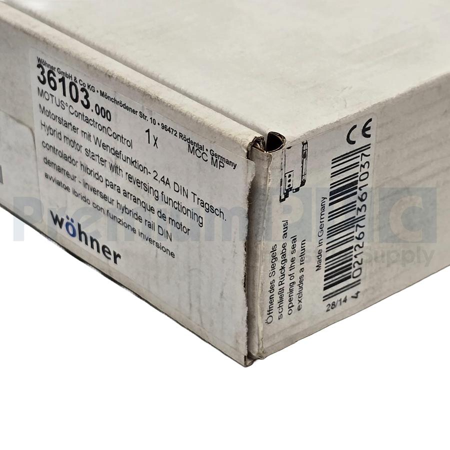 Used WOHNER 36103 / 36103000B MOTUS HYBRID MOTOR STARTER, 3-POLE, 0.18 - 2.4A NSMP