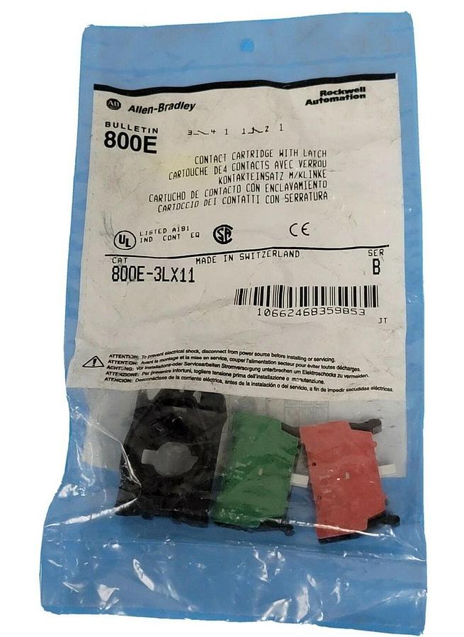 Used NEW ALLEN BRADLEY 800E-3LX11 CONTACT CARTRIDGE W/ LATCH SER. B