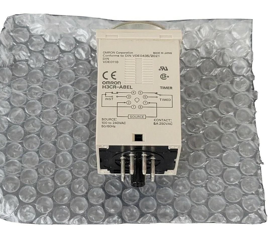 Used OMRON H3CR-A8EL TIMER H3CRA8EL, 100 TO 240VAC, 0-12 SEC. H3CR