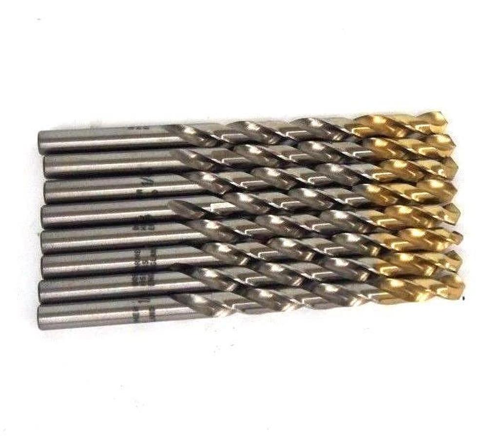 LOT OF 8 NEW DORMER A012 HSS TIN COATED TIP JOBBER DRILL BITS - ANSI, 1/4 IN