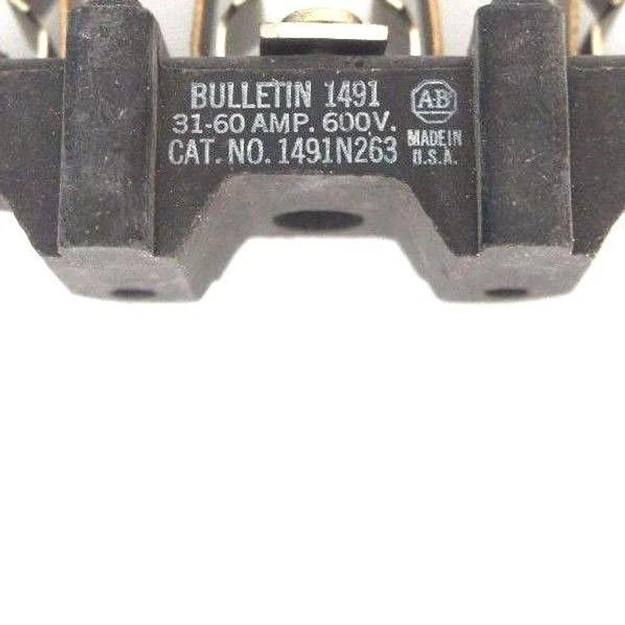 Used LOT OF 4 ALLEN BRADLEY 1491-N263 FUSE BLOCKS 31-60AMP, 600V, 3POLE, 1491N263