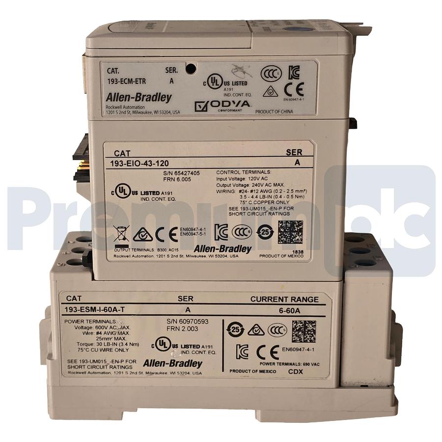 Used Allen-Bradley E300 Overload Relay 193-ESM-I-60A-T | 193-EIO-43-120 | 193-ECM-ETR