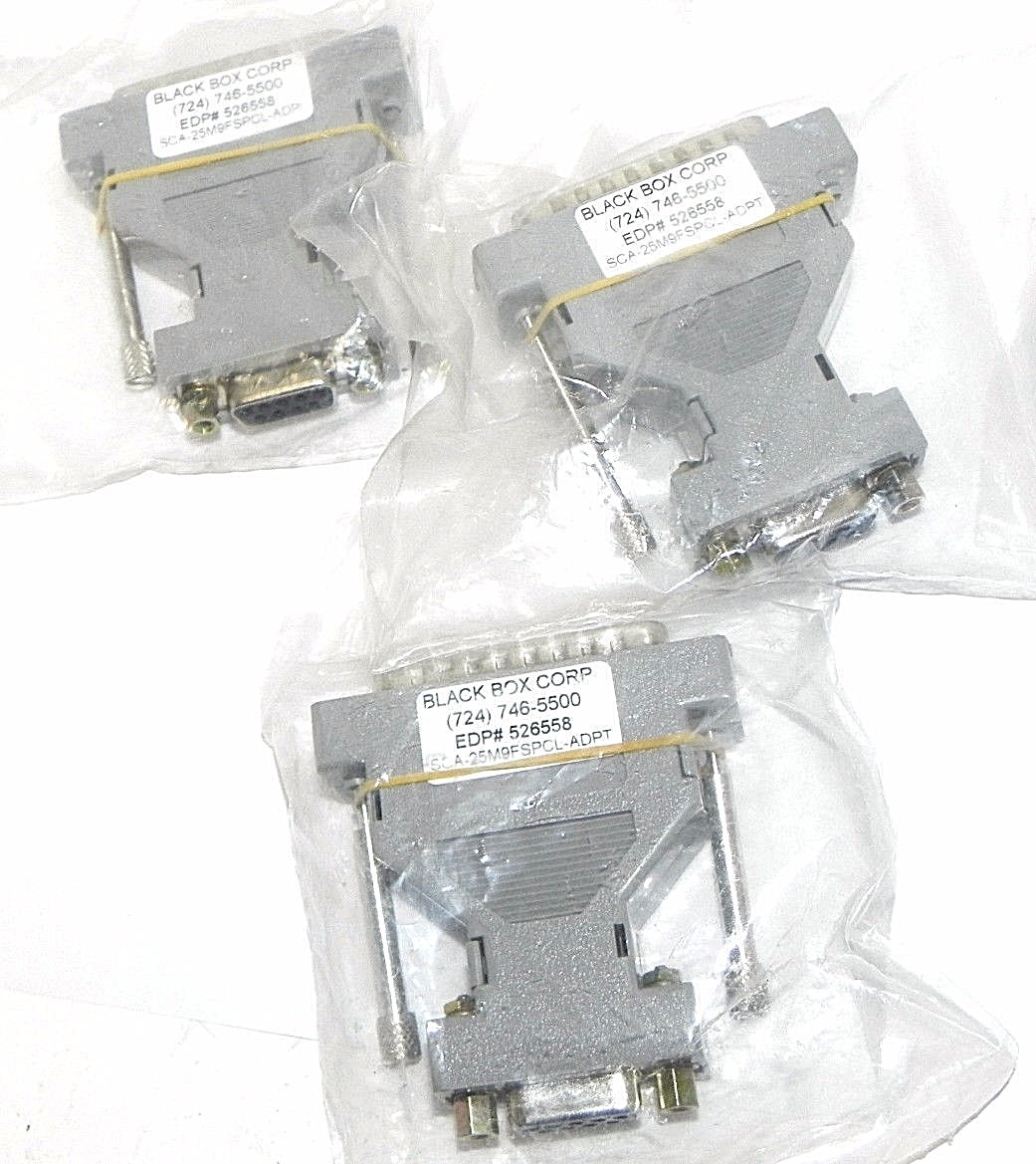 Used LOT OF 3 NEW BLACK BOX CORP. EDP# 526558 ADAPTERS SCA-25M9FSPCL-ADPT