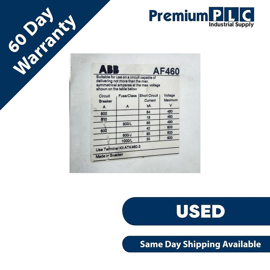 Used USED ABB AF460W-30 NON REVERSING IEC CONTACTOR AF460 AF460W30 600V