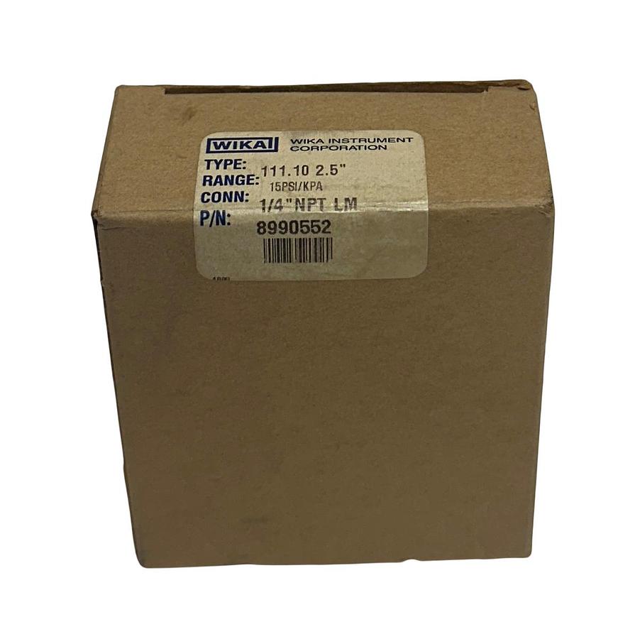 Used WIKA 8990552 OEM PRESSURE GAUGE 111.10 2.5'' 15PSI/KPA 1/4'' NPT LM NSMP