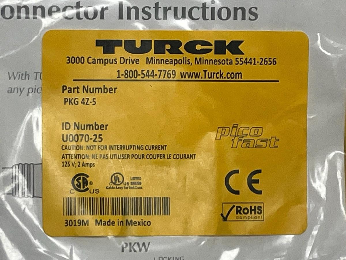 Turck PKG 4Z-5 Cordset M8 Female Straight 4-Pin 5M - New Surplus Sealed