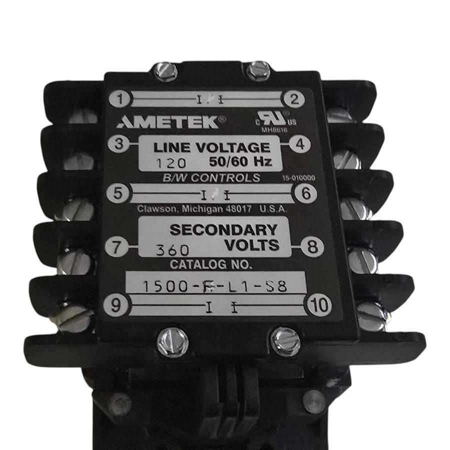 Used AMETEK B/W Controls 1500-F-L1-S8-OC-X Liquid Level Control Relay 120/360V 1F1D0A