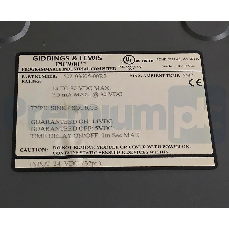Used Giddings & Lewis 502-03605-00R3 PiC900 32PT Input Module 24VDC 502-03605-00 USPI
