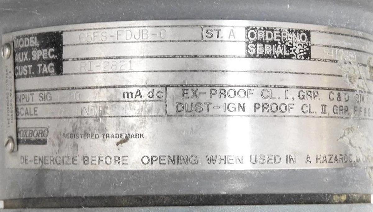 Used FOXBORO 65FS-FDJB-C FIELD MOUNTED INDICATING PRESSURE GAUGE 0-75PSI, 65FSFDJBC
