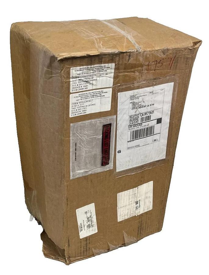 Used Western Belting Innovations Modular Belt 21.82" W x 10ft L | 90° Topping, NSMP