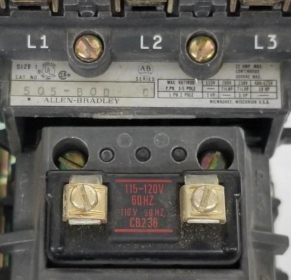 Used LOT OF 2 ALLEN BRADLEY 505-BOD STARTERS SER. C, CB236 COILS