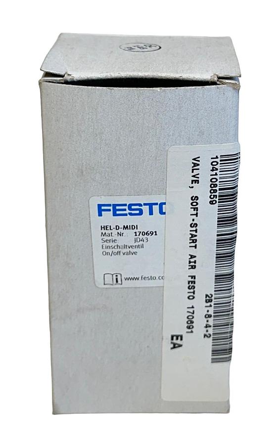 Used NEW FESTO HEL-D-MIDI / 170691 SOFT START ON/OFF VALVE 2/2 0.3-1.6MPa NSMP
