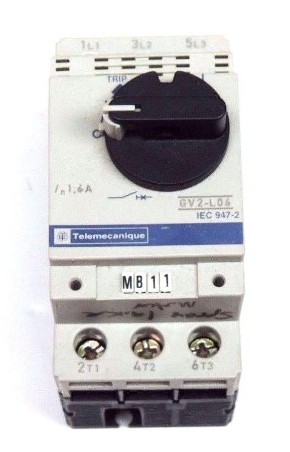 Used TELEMECANIQUE GV2-L06 MANUAL STARTER SWITCH 6A, 690V, 50/60HZ GV2L06