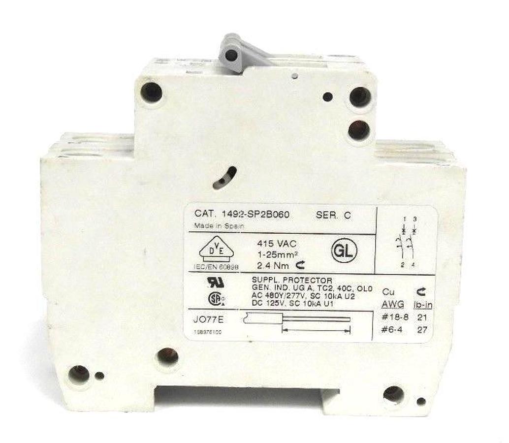 Used ALLEN BRADLEY 1492-SP2B060 MINIATURE CIRCUIT BREAKER SER. C