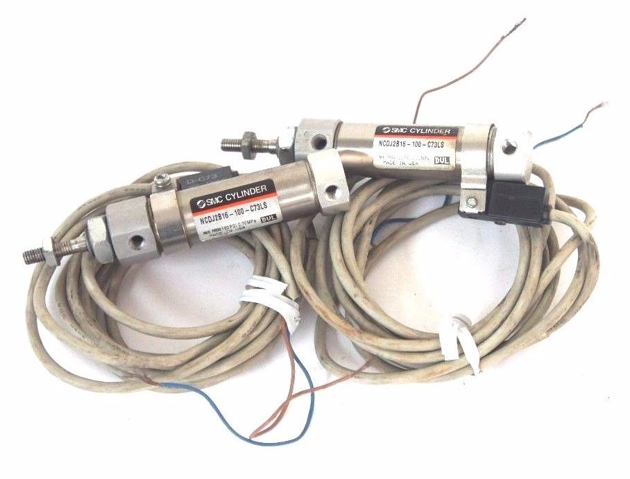 Used LOT OF 2 SMC NCDJ2B16-100-C73LS CYLINDERS W/ D-C73 REED SWITCHES
