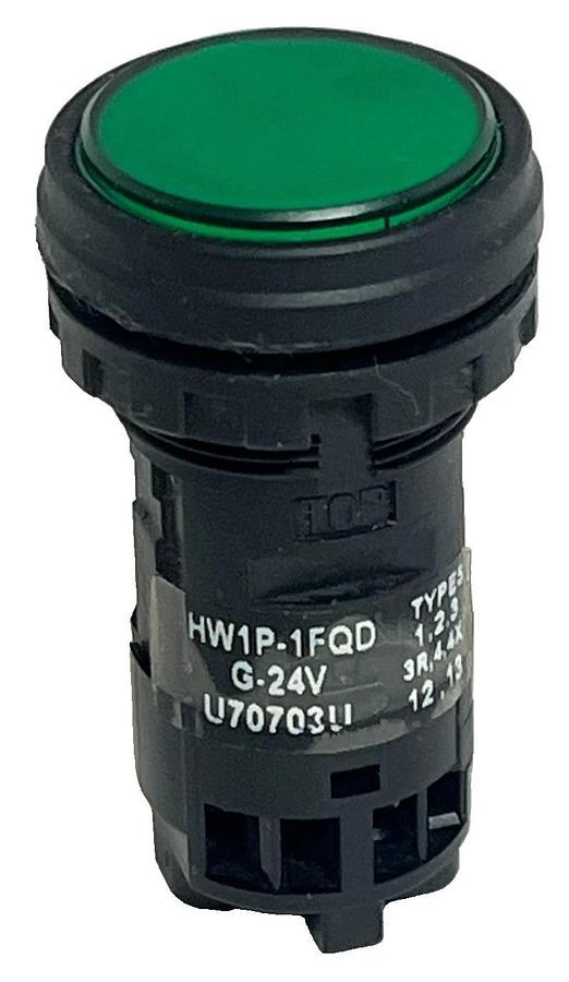 IDEC HW1P-1FQD-G-24V Pilot Light 22mm Green LED Indicator Flush Round 24V AC/DC