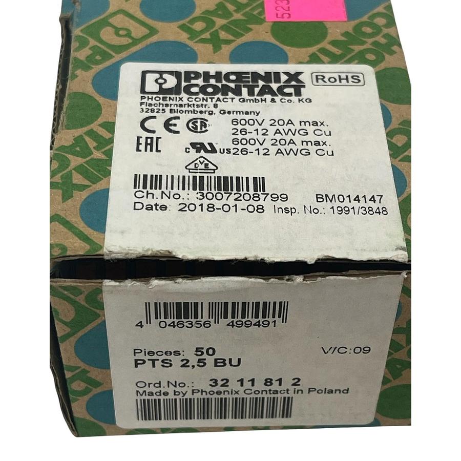 Used LOT OF 41 Phoenix Contact PTS 2,5 BU Terminal Block Blue 3211812 Feed-Through