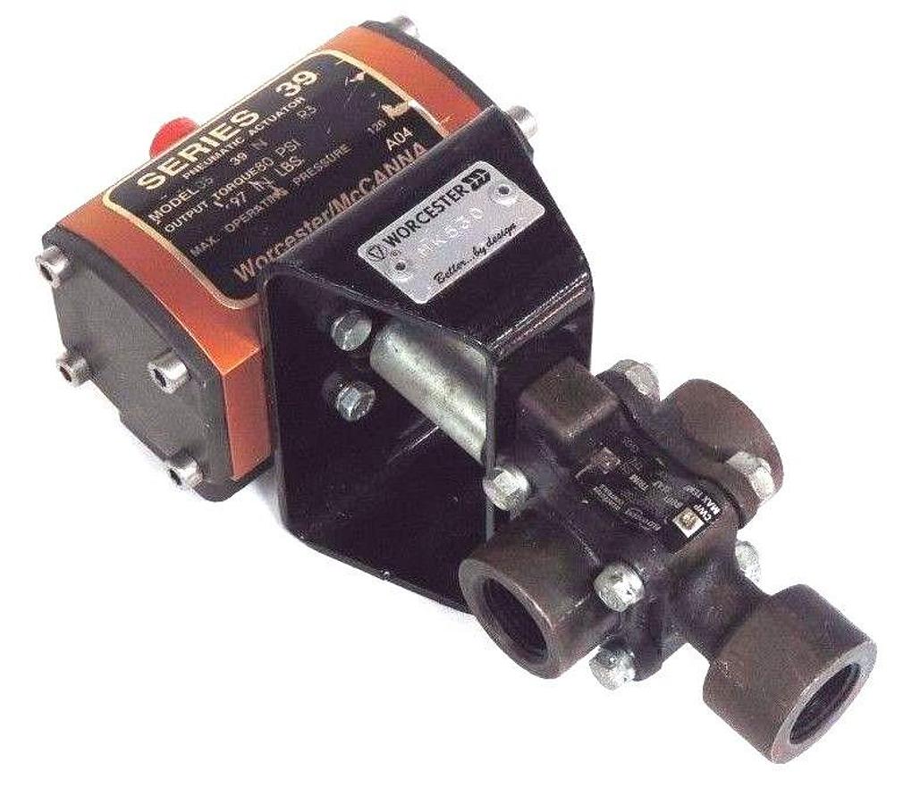 Used SERIES 39 PNUMATIC ACTUATOR MODEL 39 120PSI MAX W/ FLOWSERVE 1/2D4446TSE VALVE
