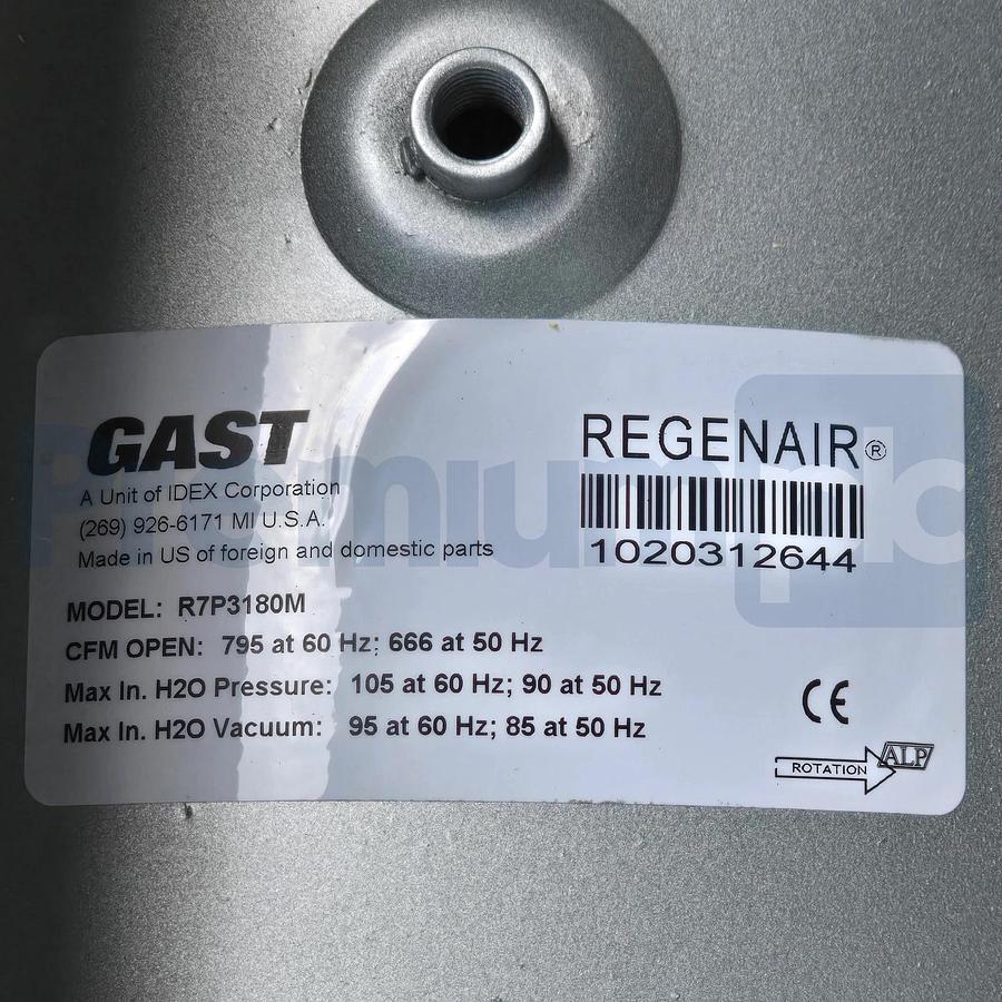 GAST R7P3180M | R7P Series Regenair Regenerative Blower 18HP 3PH 795CFM 230/460V