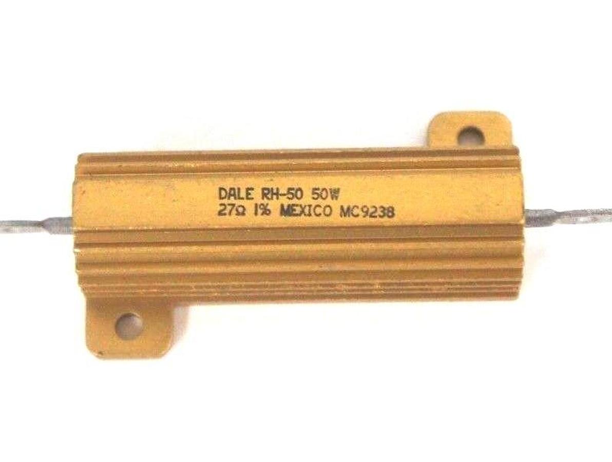 Used LOT OF 2 DALE RH-50 RESISTORS 50W, 27 OHMS, MC9238, RH50