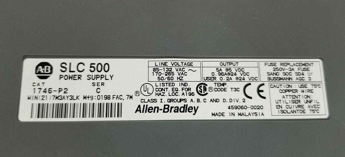 Used ALLEN BRADLEY 1746-A7 SLOT RACK W/ 1746-P2 , (2) 1746-IB16 , 1746-OB16 (DAMAGED)
