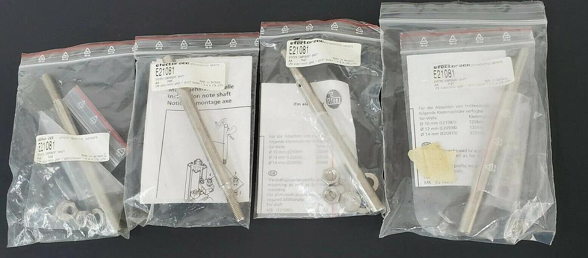 Used LOT OF 4 NEW EFECTOR E21081 SYSTEM COMPONENT SHAFT MOUNTING RODS