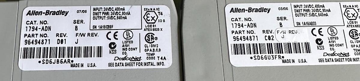 Used 4 ALLEN BRADLEY 1794-ADN /B Flex I/O DeviceNet NETWORK ADAPTER MODULES 1794ADN