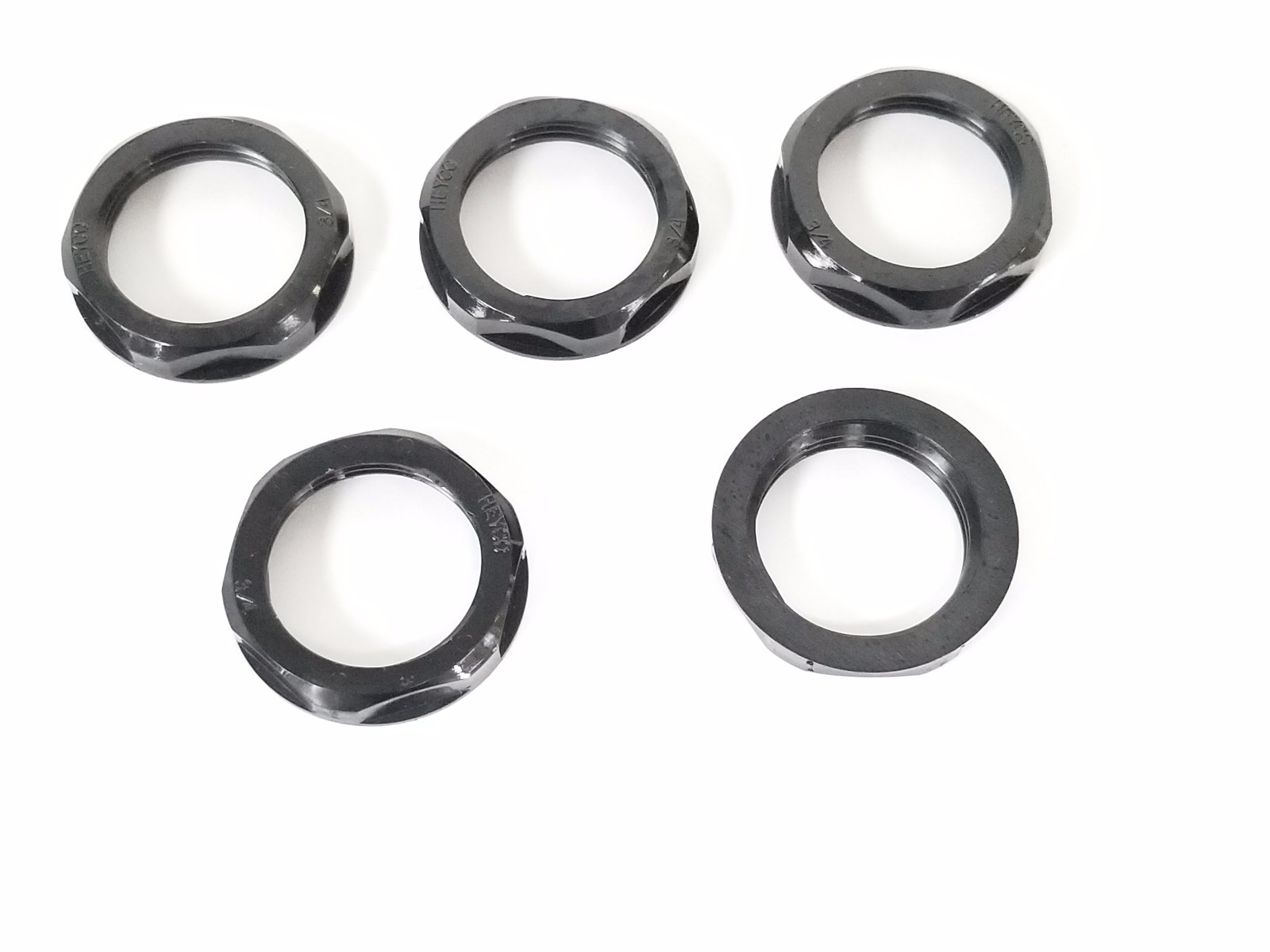 Used LOT OF 5 NEW HEYCO 3020-3802 LOCKNUTS 3/4'' BLACK
