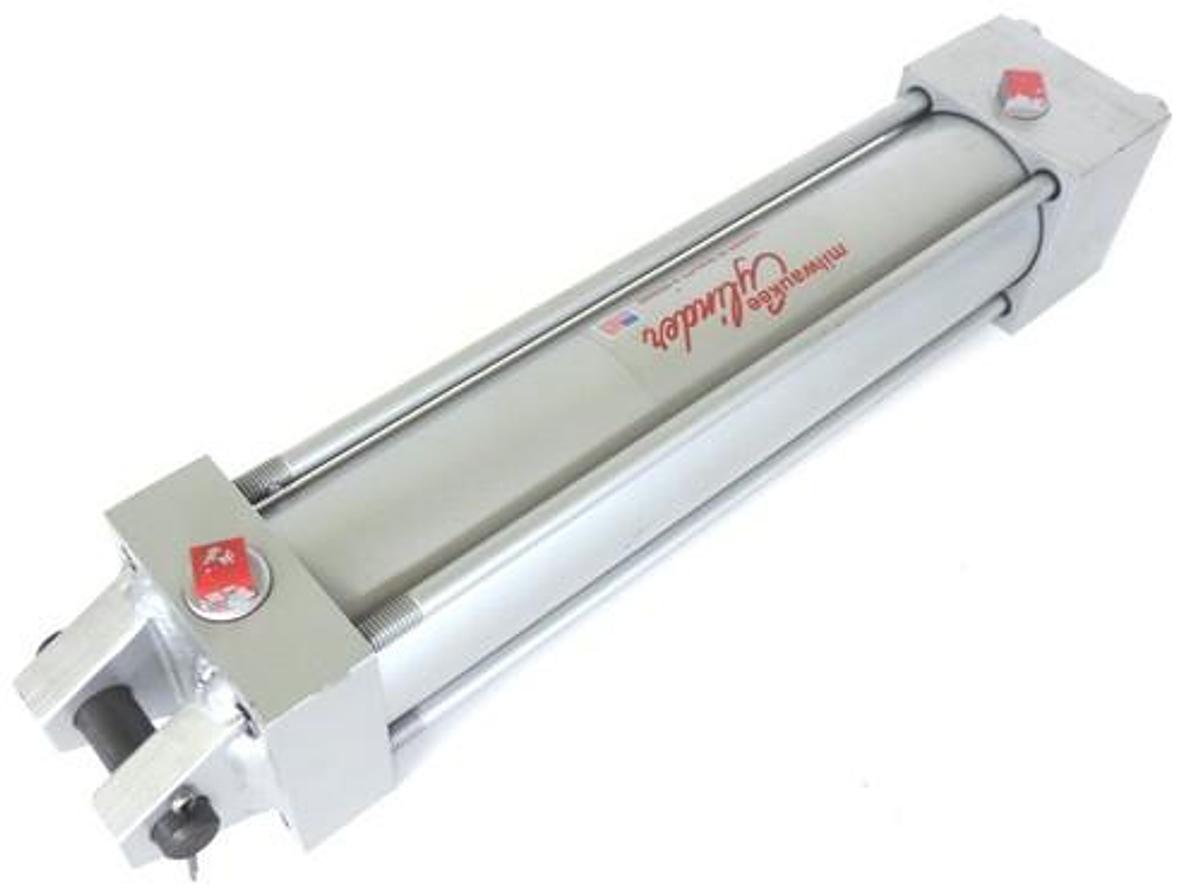 Used NEW MILWAUKEE PNUEMATIC CYLINDER B-12959, 2" BORE 8" STROKE 250PSI, SWIVEL MOUNT
