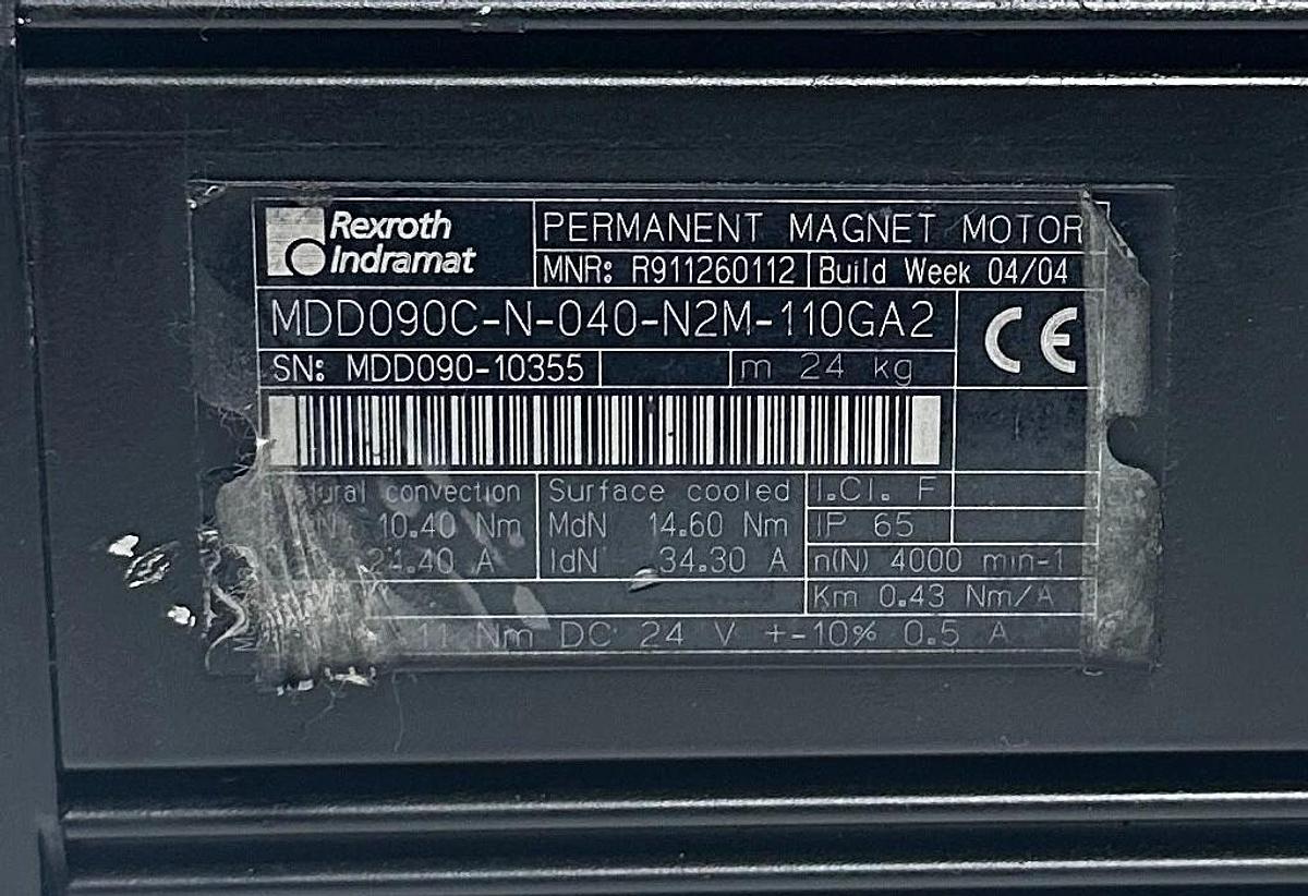 Refurbished REXROTH MDD090C-N-040-N2M-110GA2 / R911260112 SERVO MOTOR 24VDC BRAKE REPAIRED
