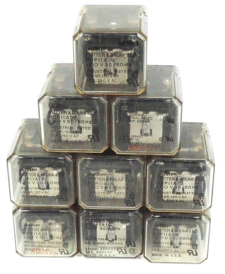 Used LOT OF 9 POTTER&BRUMFIELD KUP-11A15 POWER RELAYS 120V 50/60HZ KUP11A1524