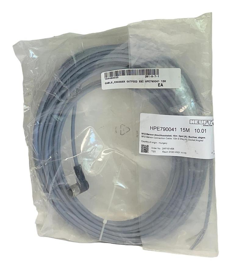 NEW HEUFT HPE790041 15M 10.01 M12 SENSOR CONNECTION CABLE 15M 5-WAY ANGLED NSNP