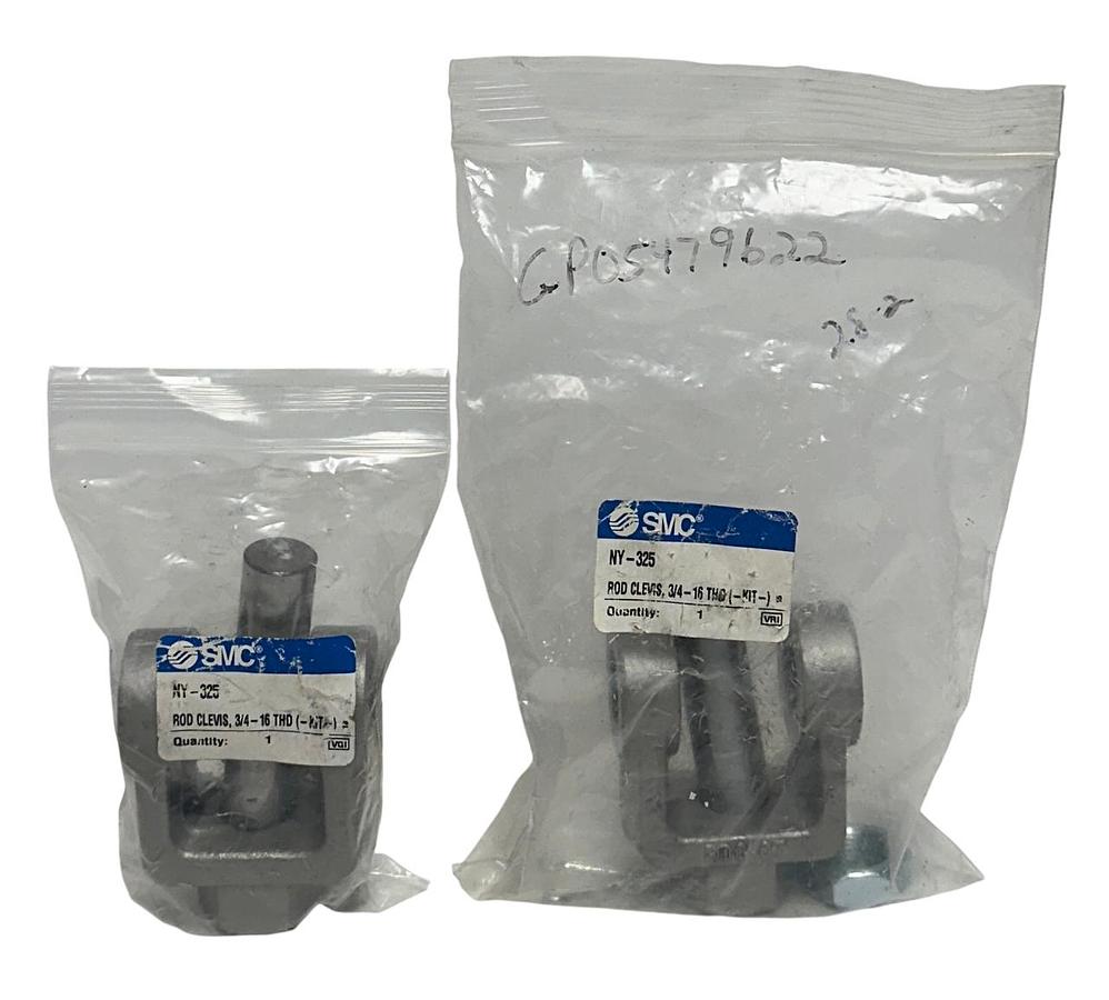 Used 2 SMC NY-325 / NY325 ROD CLEVISES 3/4-16 THD (KIT) OEM 3/4'' NSMP